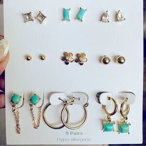NWT set of 9 hypo-allergenic earrings